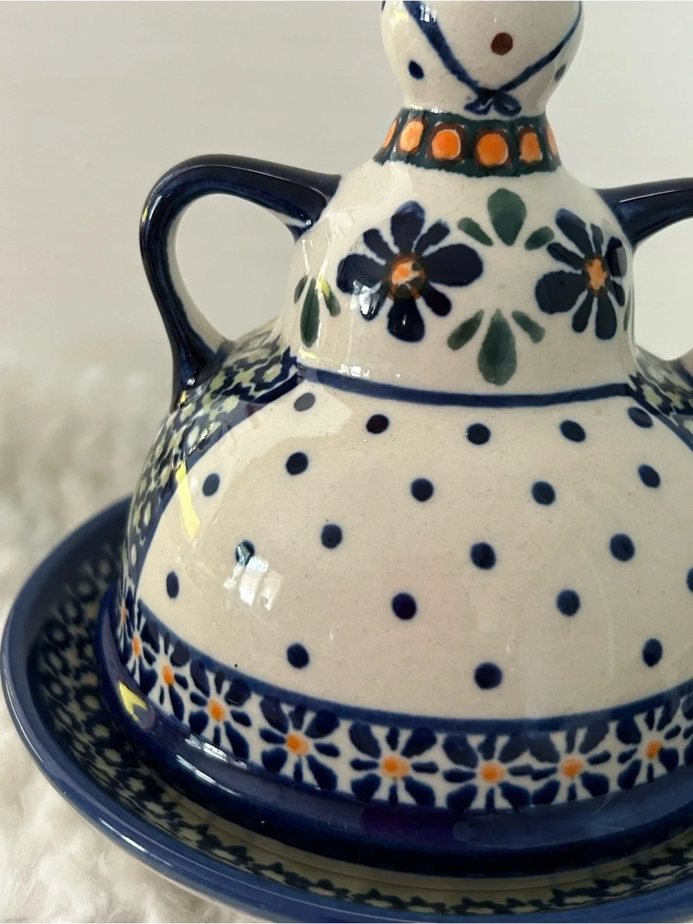 Polish Ceramic Small Cheese/Butter Lady Hand Painted